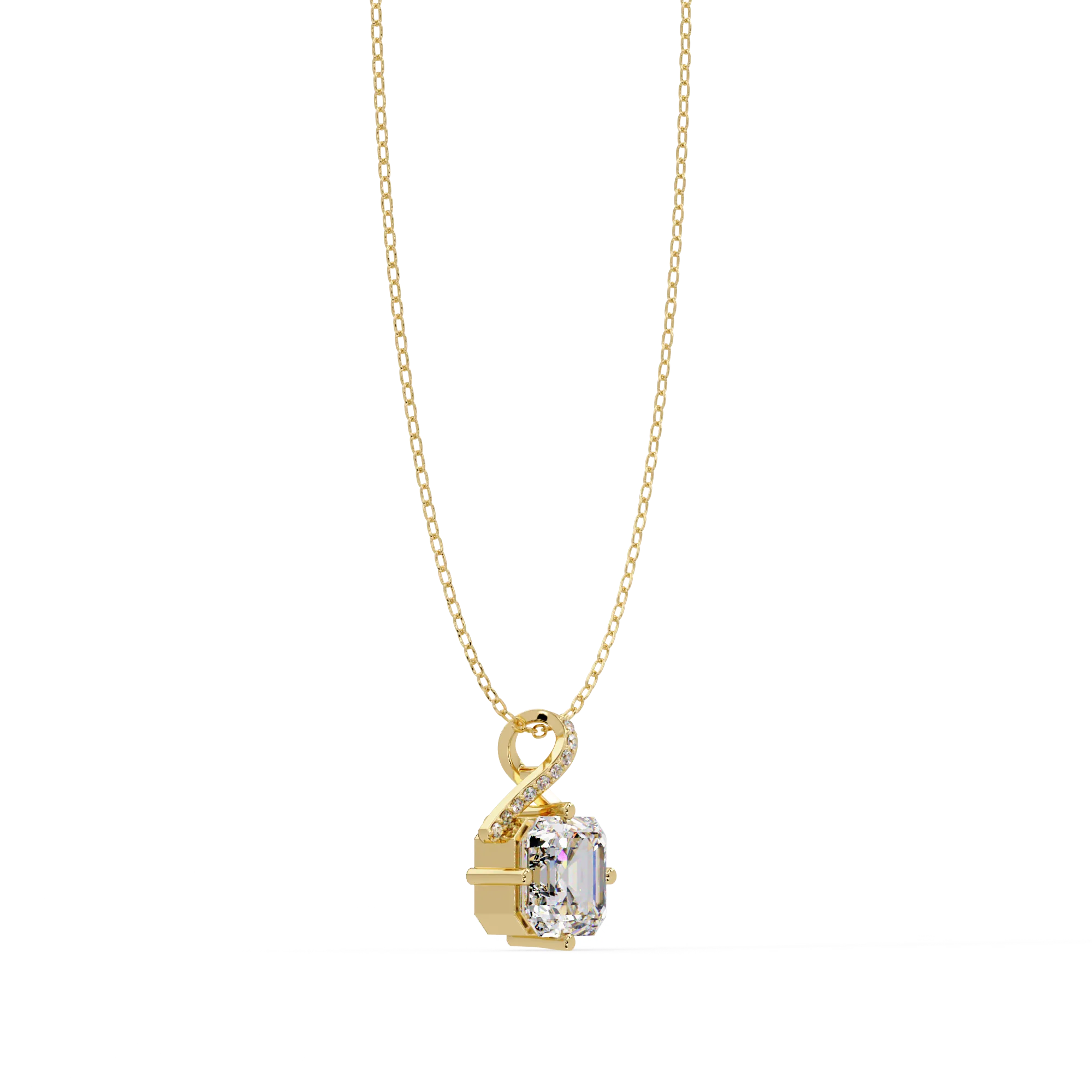IGI Certified - 1/2 Ct. Lab Grown Diamond (VS/E-F) Eternal Knot Emerald-Cut Necklace Pendant