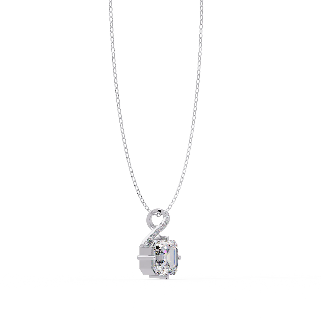 IGI Certified - 1/2 Ct. Lab Grown Diamond (VS/E-F) Eternal Knot Emerald-Cut Necklace Pendant
