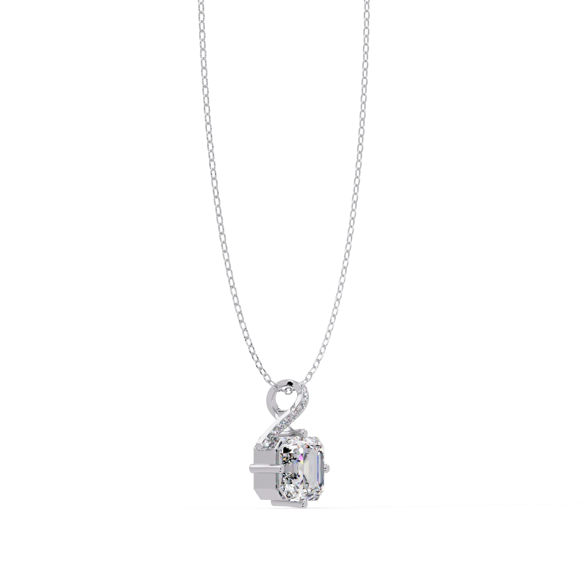 IGI Certified - 1/2 Ct. Lab Grown Diamond (VS/E-F) Eternal Knot Emerald-Cut Necklace Pendant