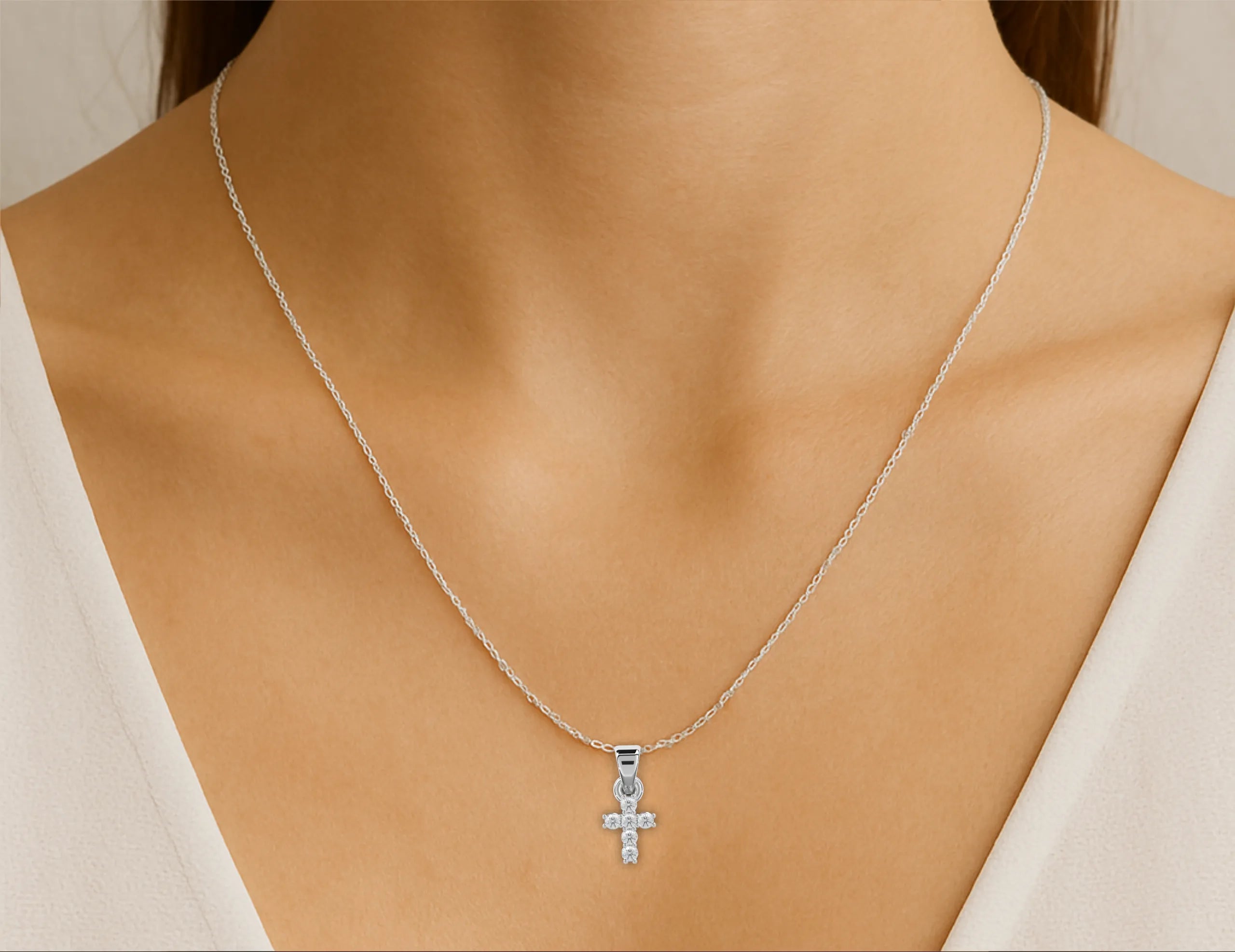 IGI Certified - 0.11 Ct. Lab Grown Diamond (VS/E-F) Gilded Grace Mini Cross Pendant