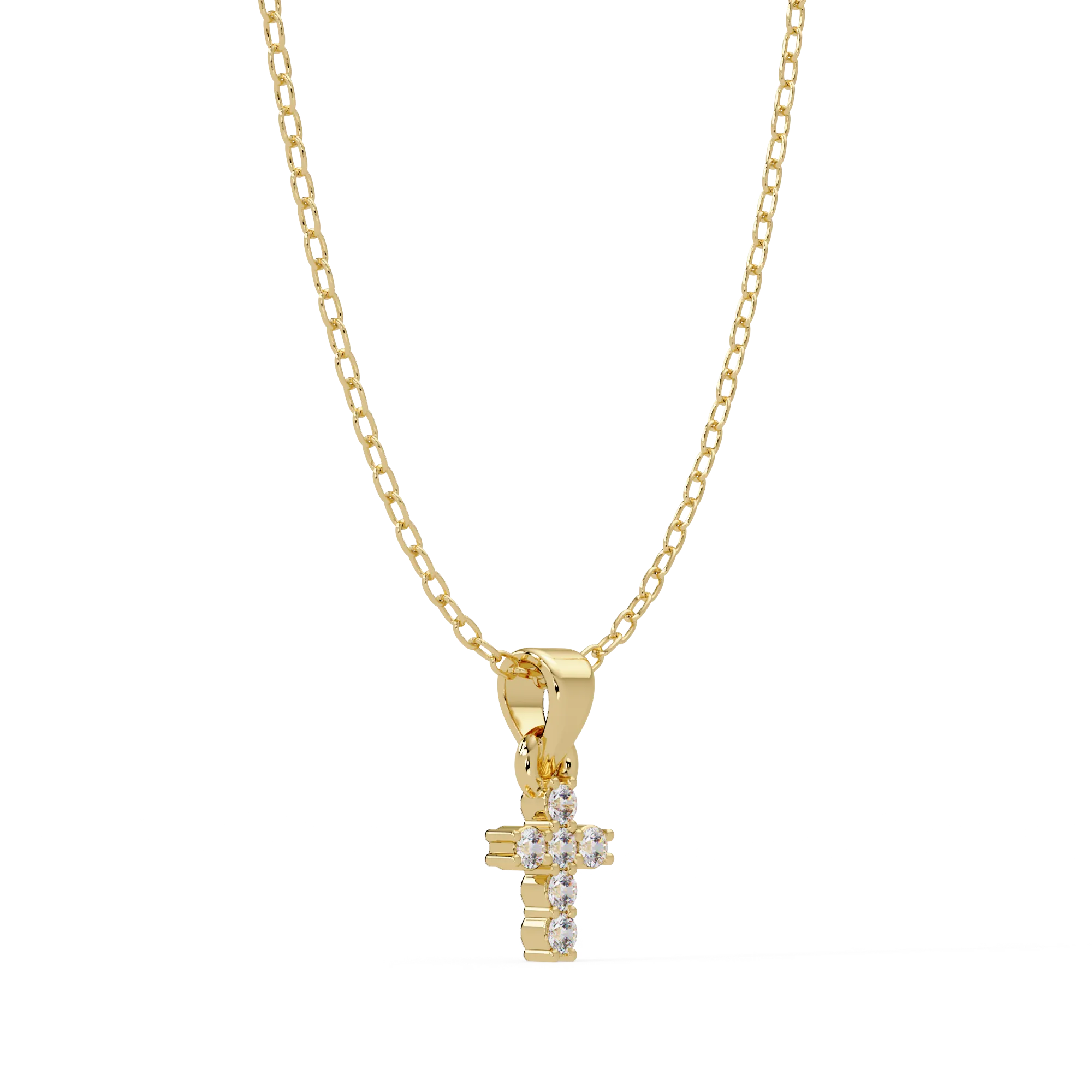 IGI Certified - 0.11 Ct. Lab Grown Diamond (VS/E-F) Gilded Grace Mini Cross Pendant