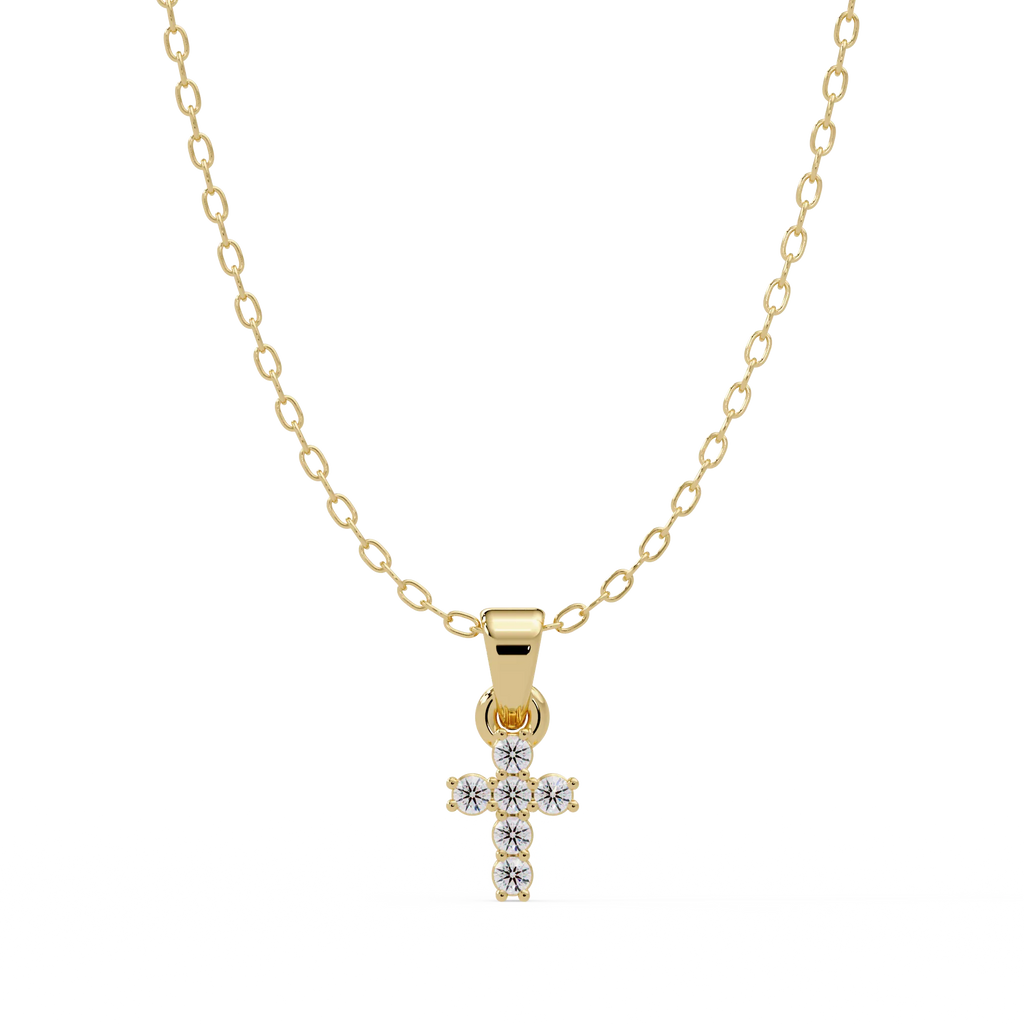 IGI Certified - 0.11 Ct. Lab Grown Diamond (VS/E-F) Gilded Grace Mini Cross Pendant