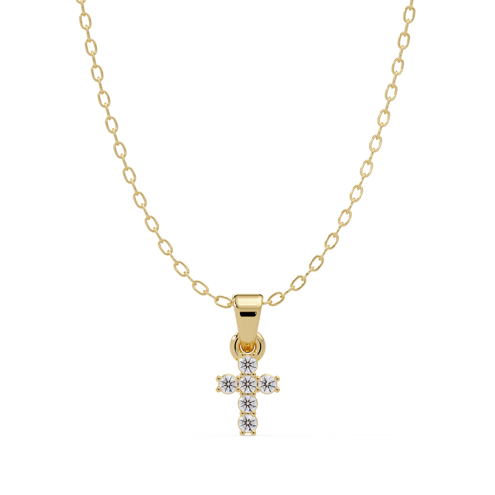 IGI Certified - 0.11 Ct. Lab Grown Diamond (VS/E-F) Gilded Grace Mini Cross Pendant