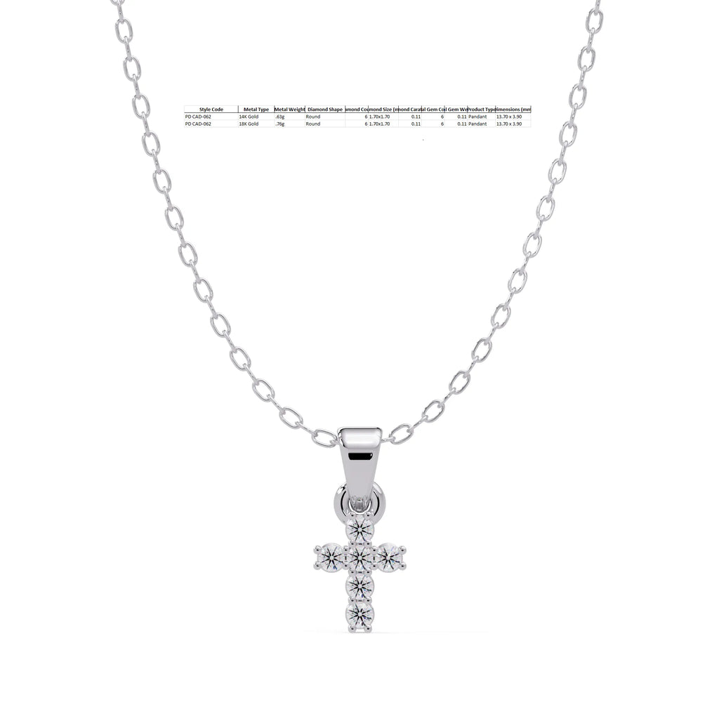 IGI Certified - 0.11 Ct. Lab Grown Diamond (VS/E-F) Gilded Grace Mini Cross Pendant
