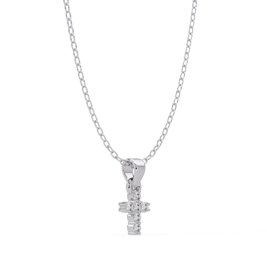 IGI Certified - 0.11 Ct. Lab Grown Diamond (VS/E-F) Gilded Grace Mini Cross Pendant