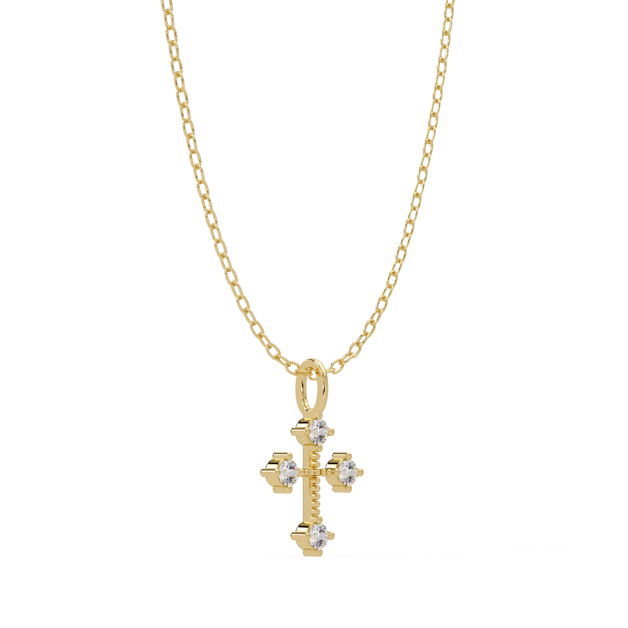 IGI Certified - 0.16 Ct. Lab Grown Diamond (VS/E-F) The Quad-Point Cross Pendant
