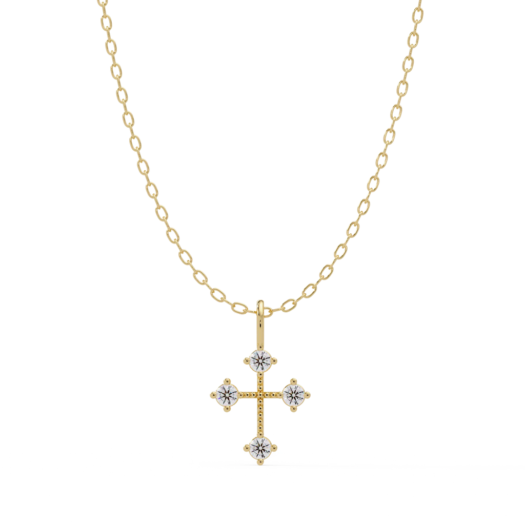 IGI Certified - 0.16 Ct. Lab Grown Diamond (VS/E-F) The Quad-Point Cross Pendant