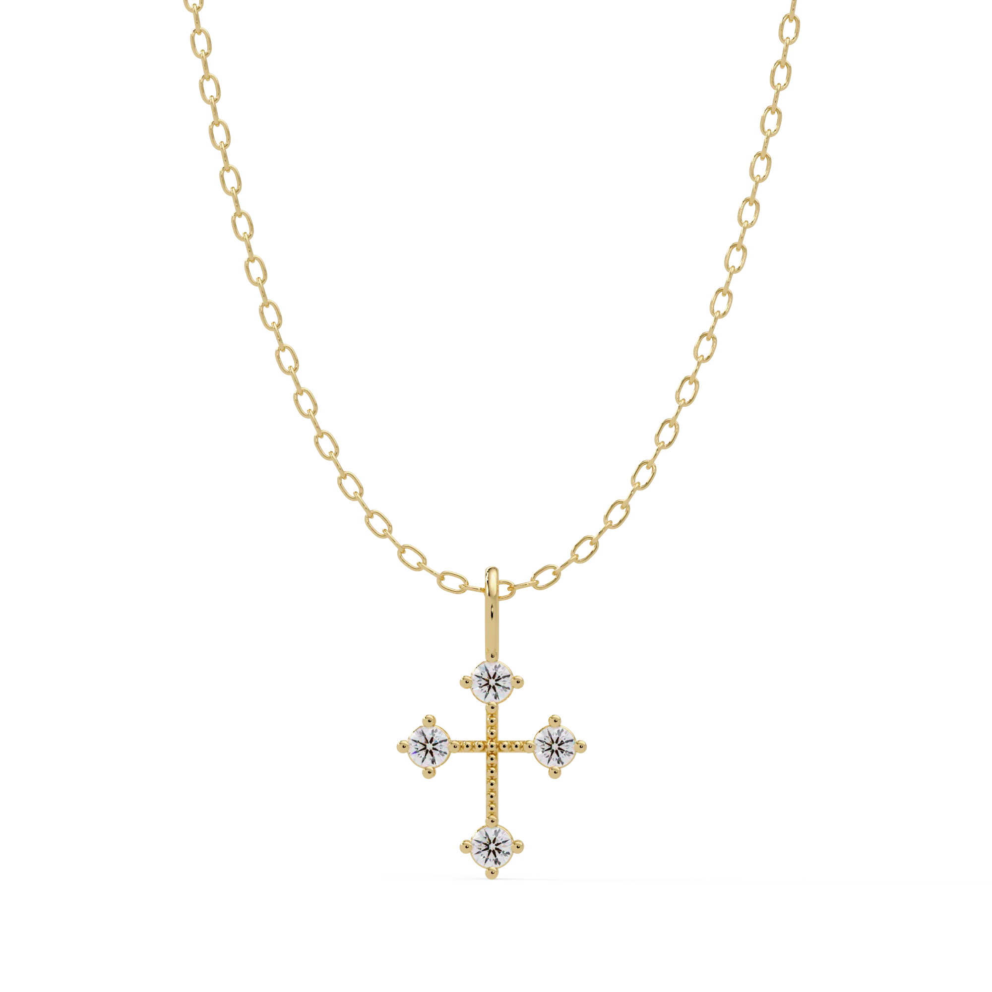 IGI Certified - 0.16 Ct. Lab Grown Diamond (VS/E-F) The Quad-Point Cross Pendant