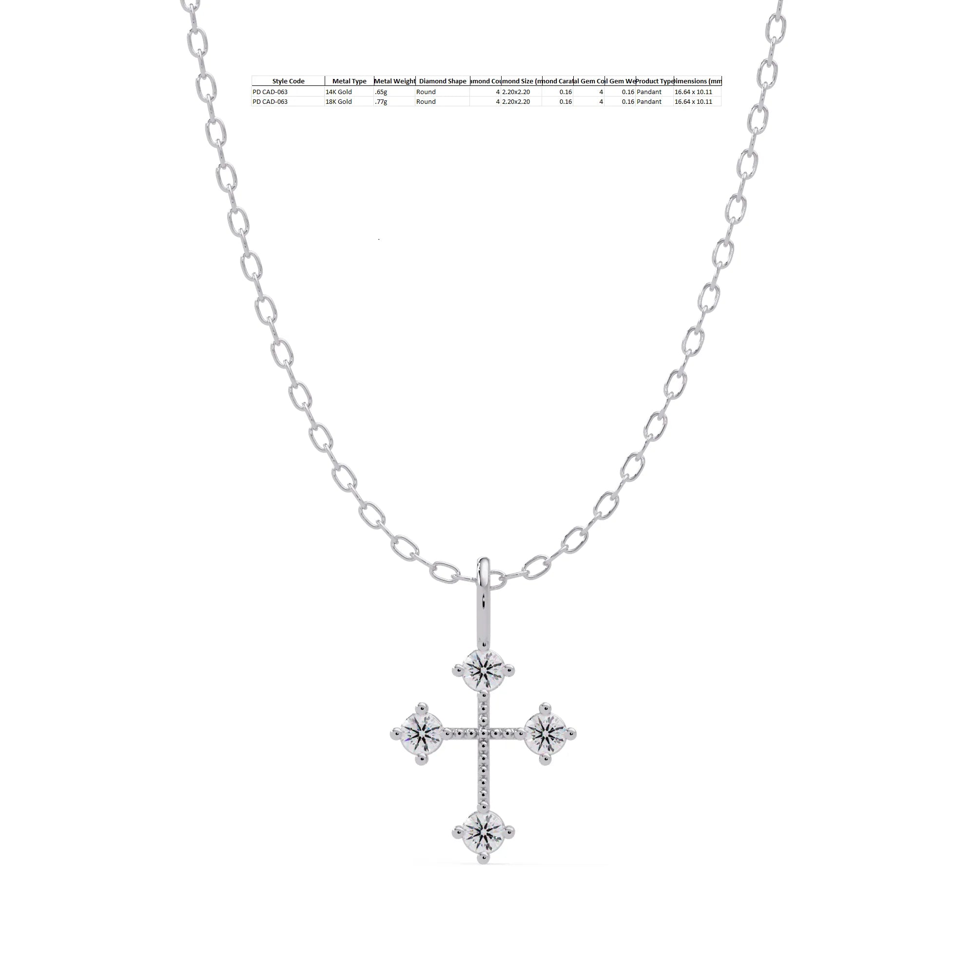 IGI Certified - 0.16 Ct. Lab Grown Diamond (VS/E-F) The Quad-Point Cross Pendant