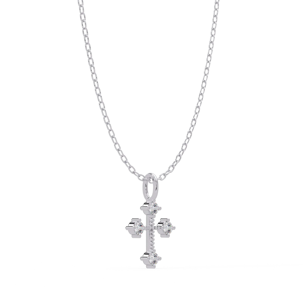 IGI Certified - 0.16 Ct. Lab Grown Diamond (VS/E-F) The Quad-Point Cross Pendant
