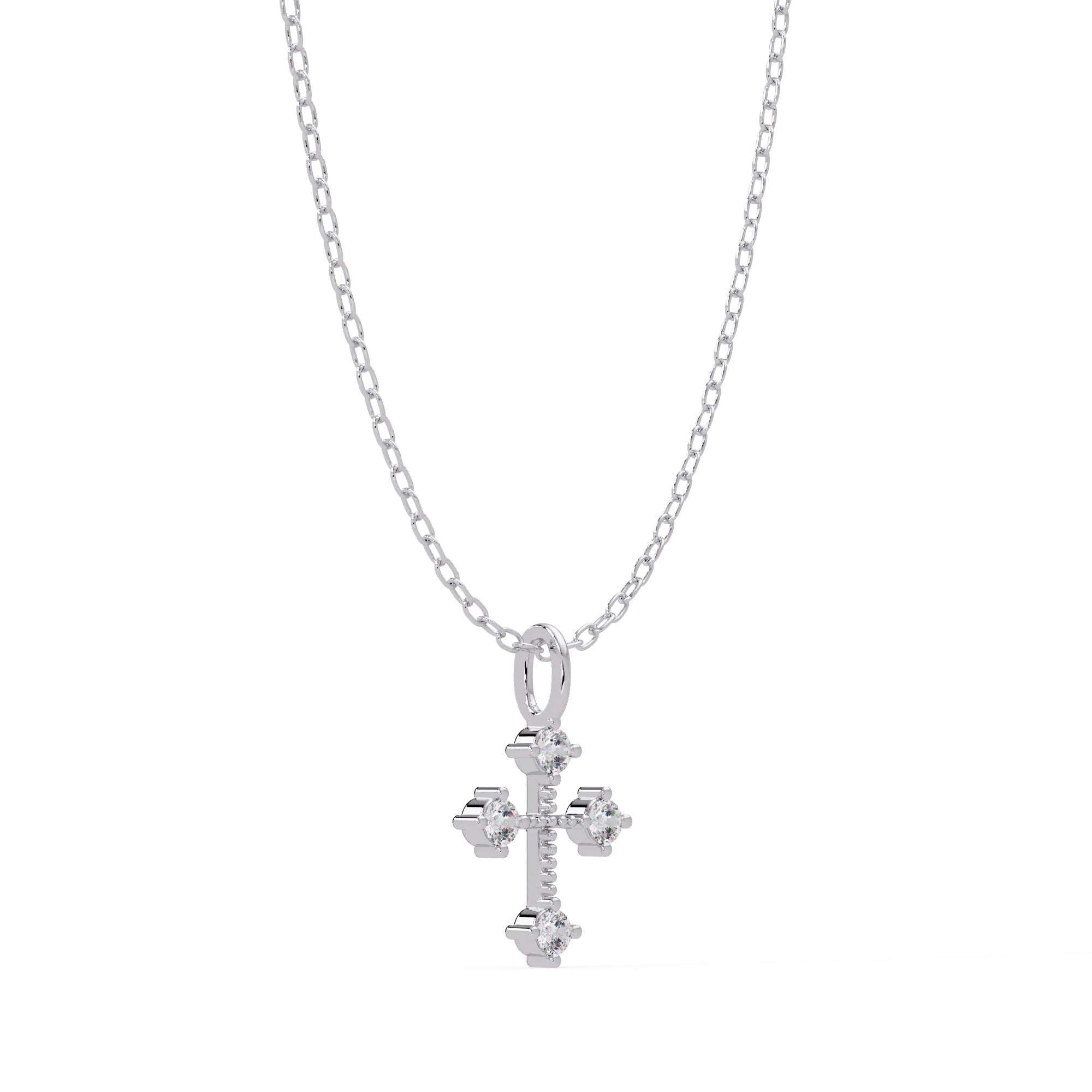 IGI Certified - 0.16 Ct. Lab Grown Diamond (VS/E-F) The Quad-Point Cross Pendant