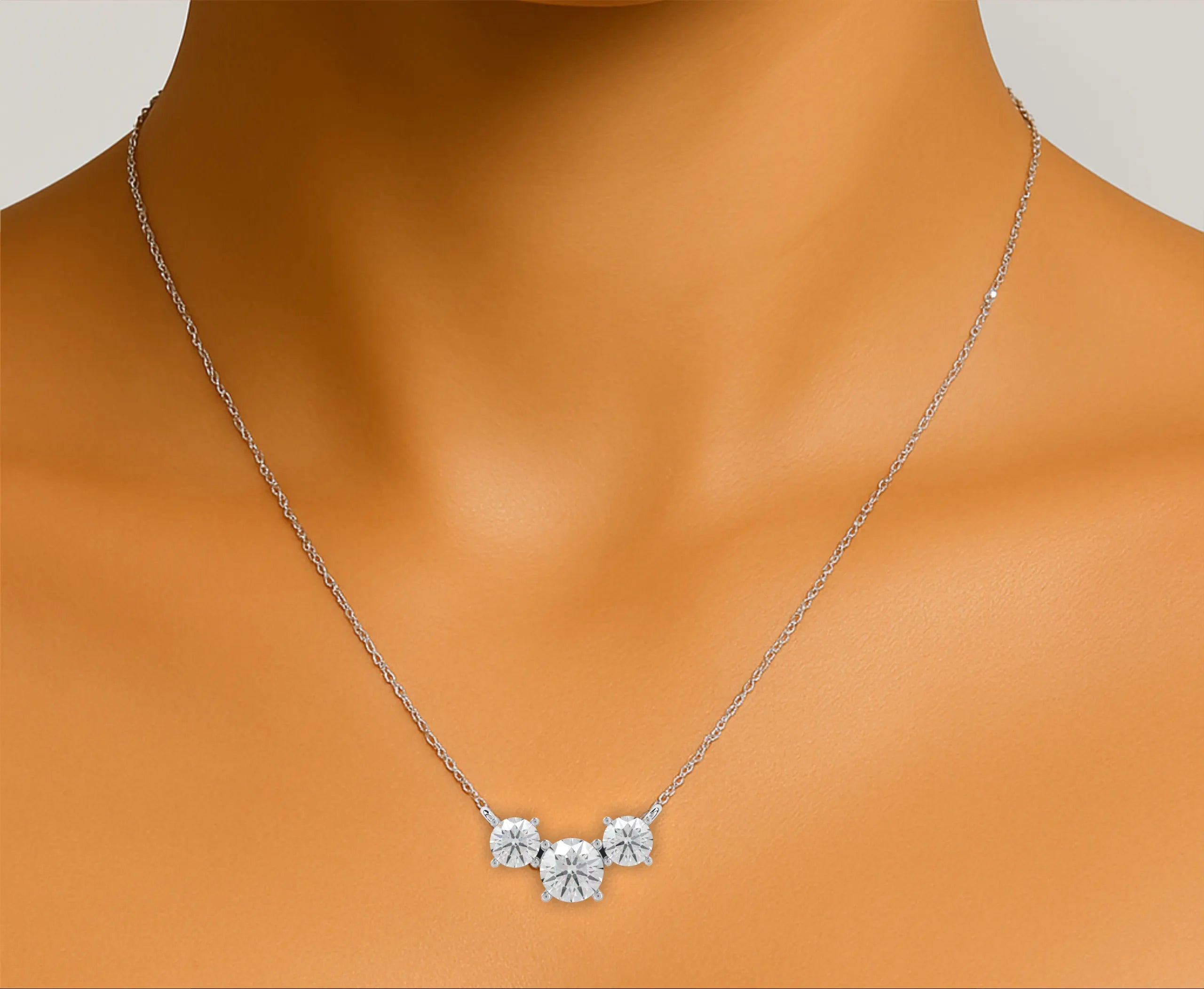 IGI Certified - 3.26 Ct. Lab Grown Diamond (VS/E-F) The Serenity Three-Stone Necklace