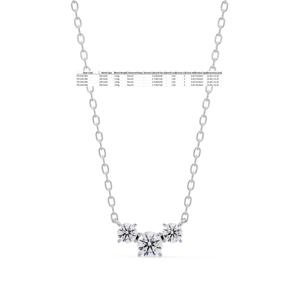 IGI Certified - 3.26 Ct. Lab Grown Diamond (VS/E-F) The Serenity Three-Stone Necklace