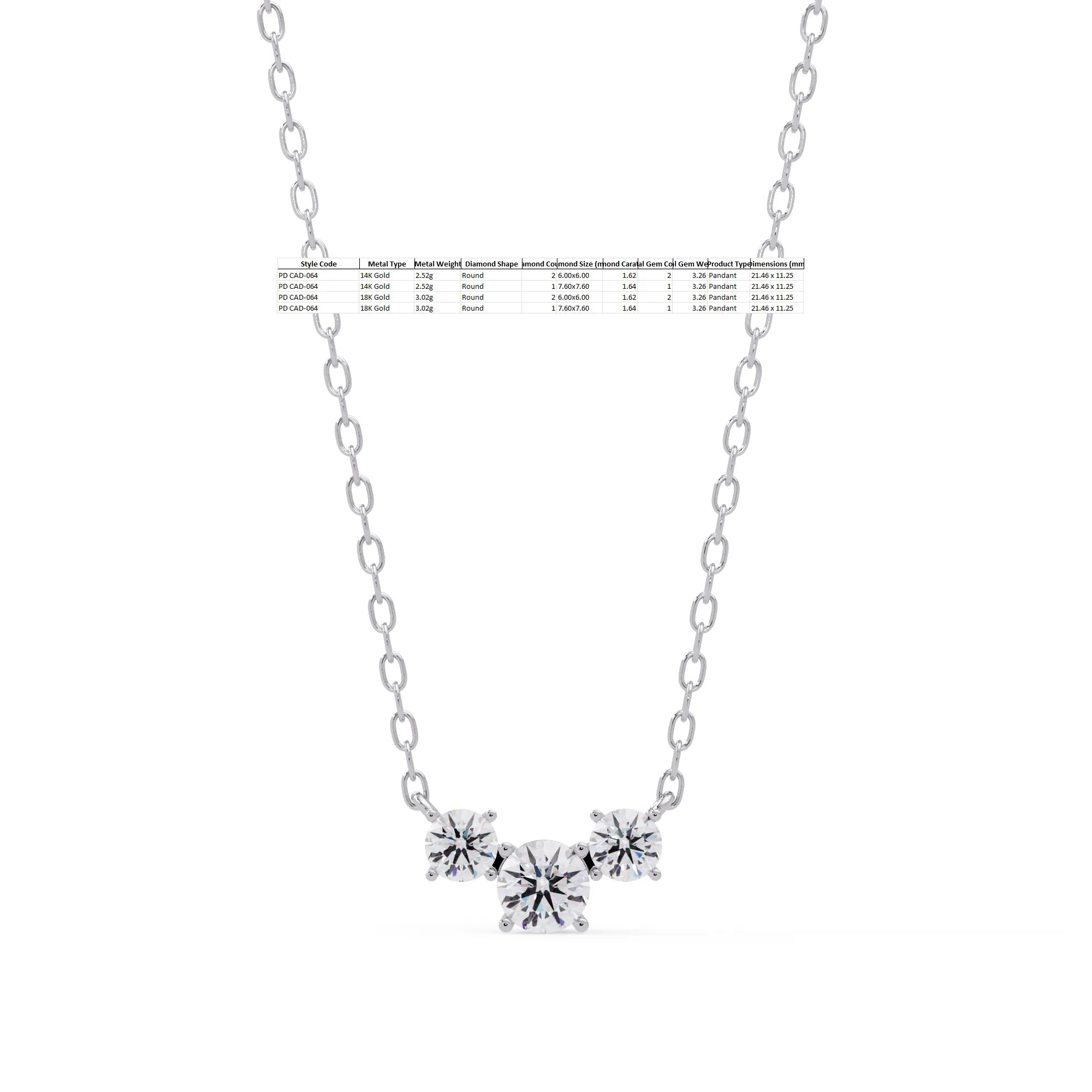 IGI Certified - 3.26 Ct. Lab Grown Diamond (VS/E-F) The Serenity Three-Stone Necklace