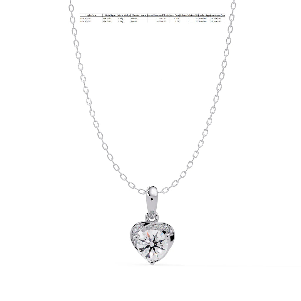 IGI Certified - 1.07 Ct. Lab Grown Diamond (VS/E-F) The Compassion Sparkle Heart Pendant