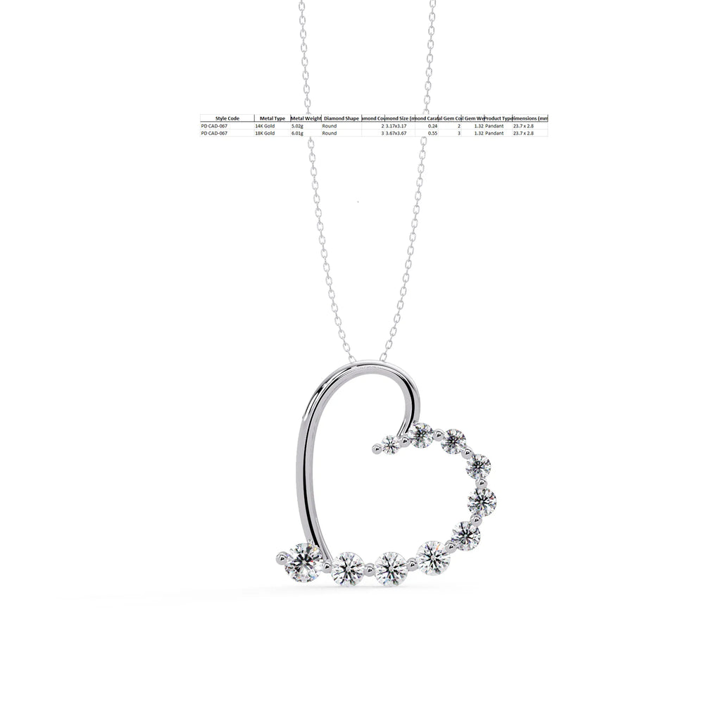 IGI Certified - 1/2 Ct. Lab Grown Diamond (VS/E-F) Graduated Heart Pendant