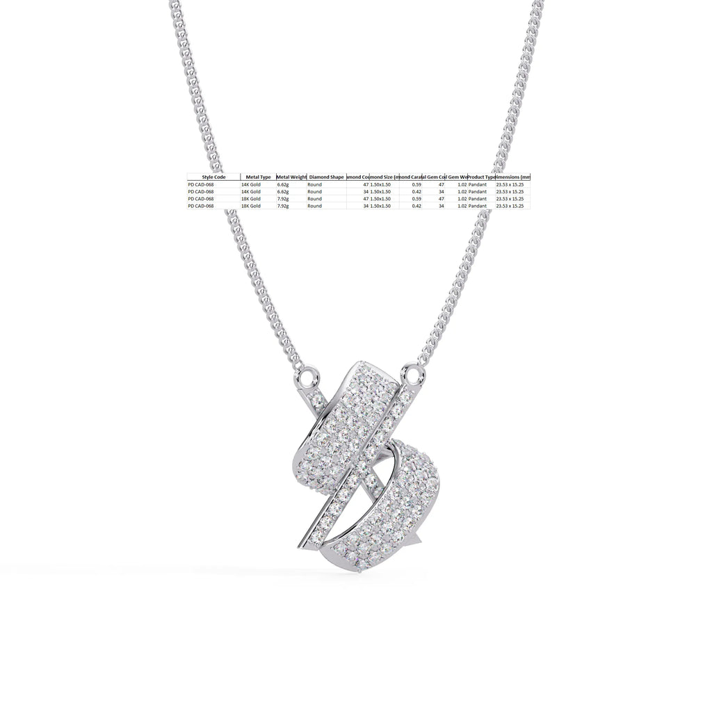 IGI Certified - 1.01  Ct. Lab Grown Diamond (VS/E-F) Intertwined Ribbon Pendant