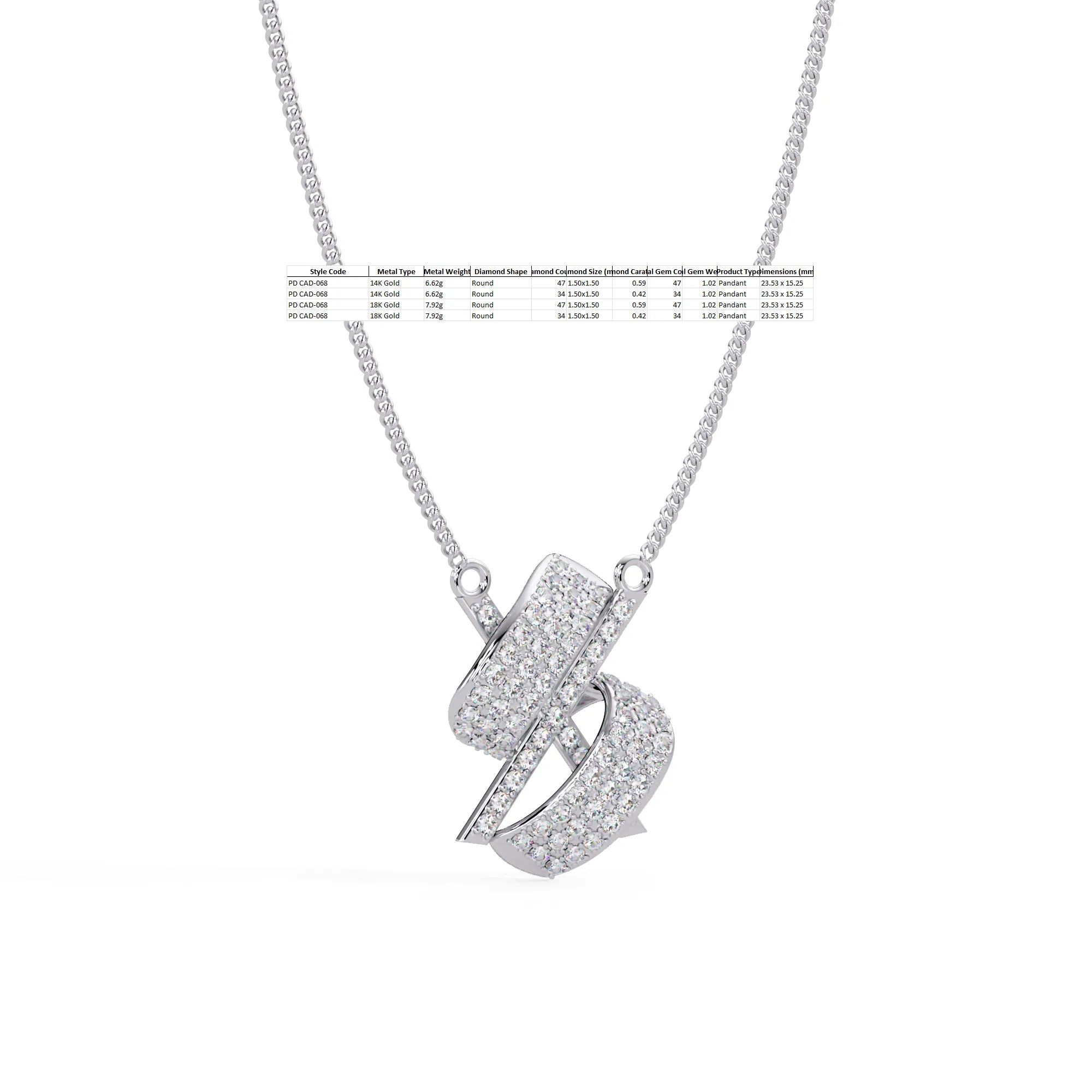 IGI Certified - 1.01  Ct. Lab Grown Diamond (VS/E-F) Intertwined Ribbon Pendant