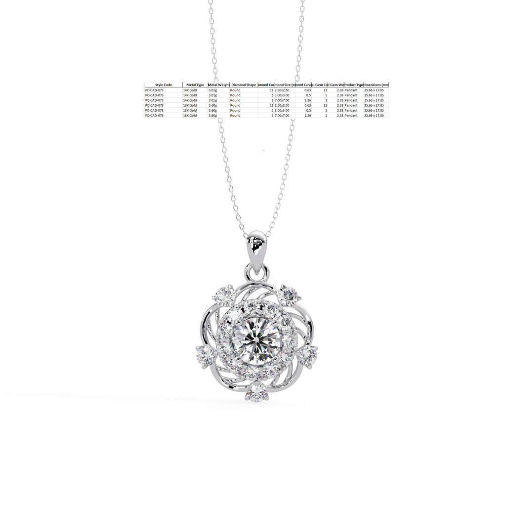 IGI Certified - 2.39 Ct. Lab Grown Diamond (VS/E-F) Vintage Rose Halo Pendant