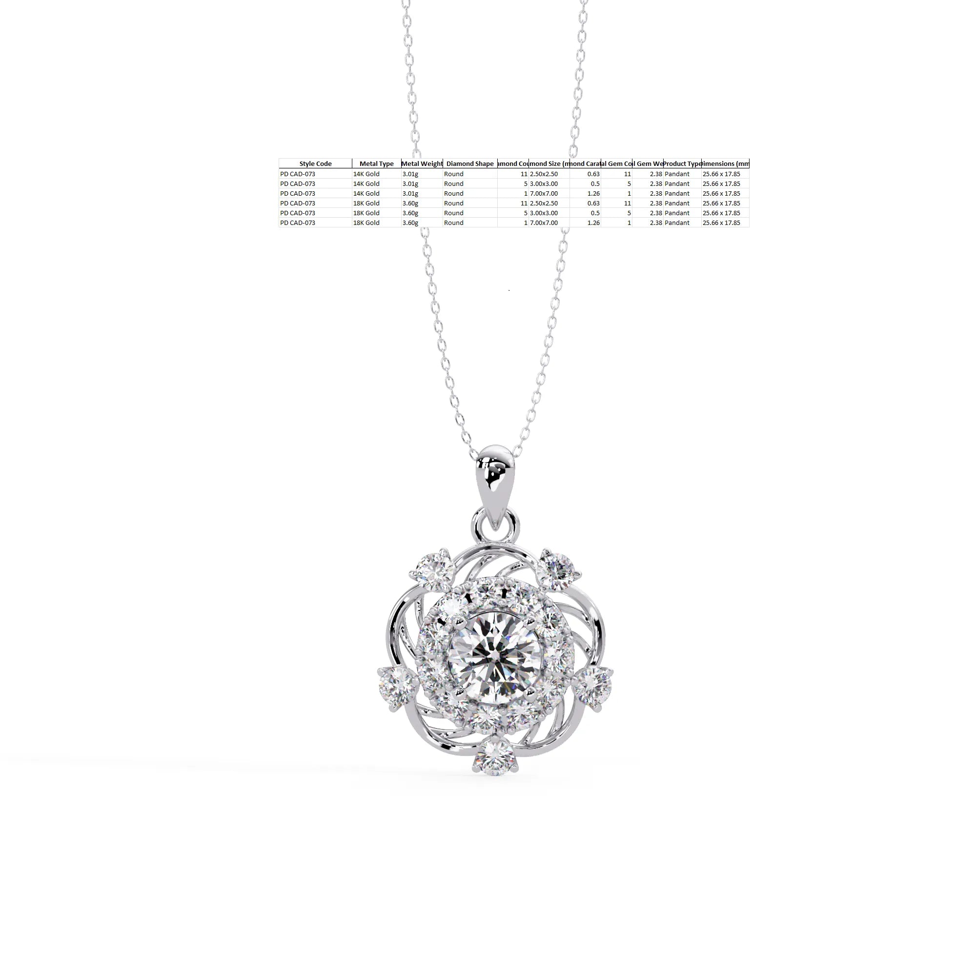 IGI Certified - 2.39 Ct. Lab Grown Diamond (VS/E-F) Vintage Rose Halo Pendant