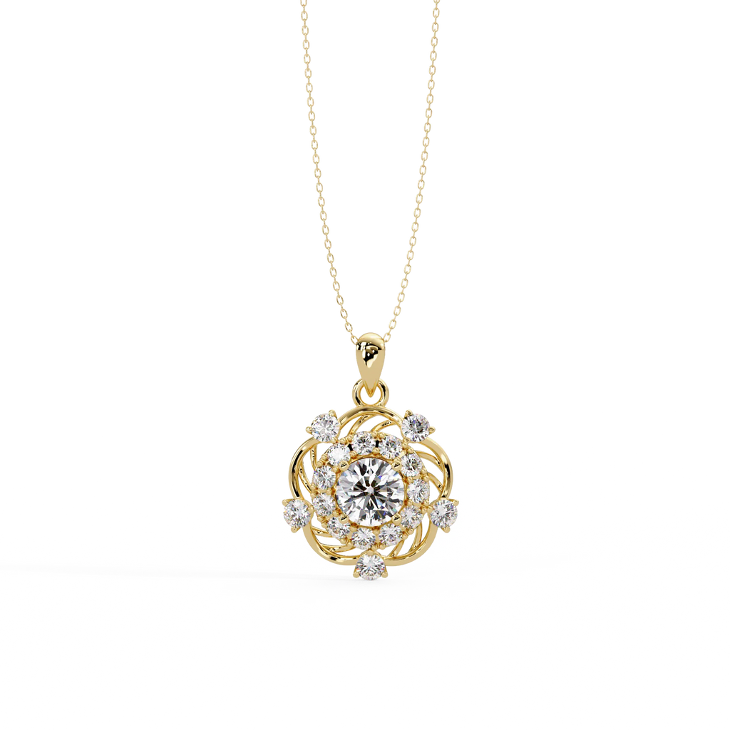 IGI Certified - 2.39 Ct. Lab Grown Diamond (VS/E-F) Vintage Rose Halo Pendant