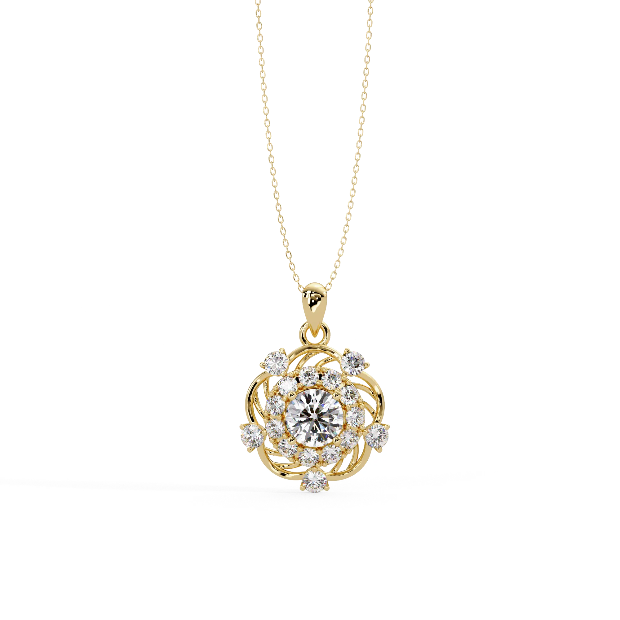 IGI Certified - 2.39 Ct. Lab Grown Diamond (VS/E-F) Vintage Rose Halo Pendant