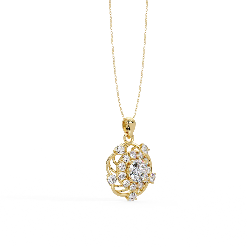 IGI Certified - 2.39 Ct. Lab Grown Diamond (VS/E-F) Vintage Rose Halo Pendant