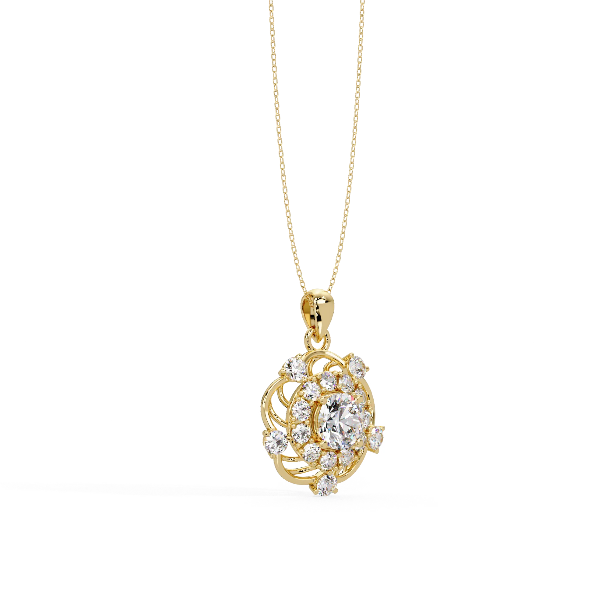 IGI Certified - 2.39 Ct. Lab Grown Diamond (VS/E-F) Vintage Rose Halo Pendant