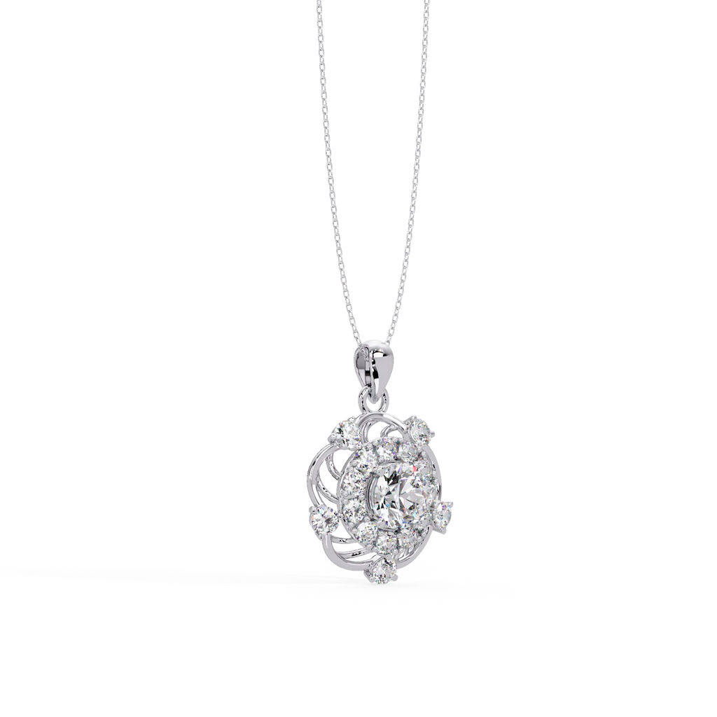 IGI Certified - 2.39 Ct. Lab Grown Diamond (VS/E-F) Vintage Rose Halo Pendant
