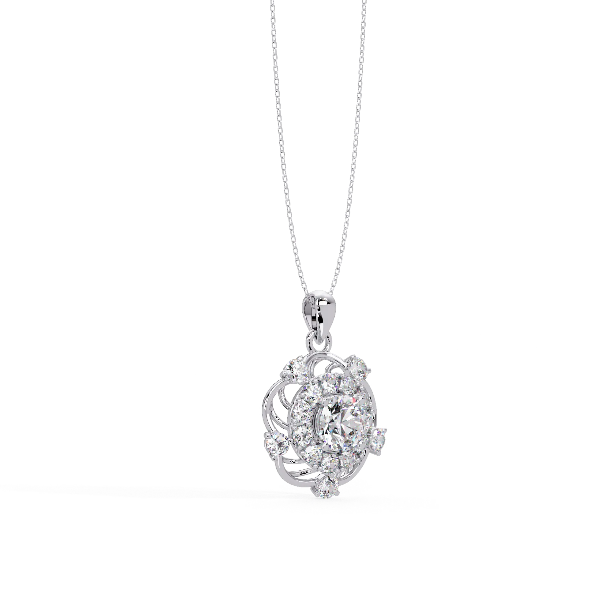 IGI Certified - 2.39 Ct. Lab Grown Diamond (VS/E-F) Vintage Rose Halo Pendant