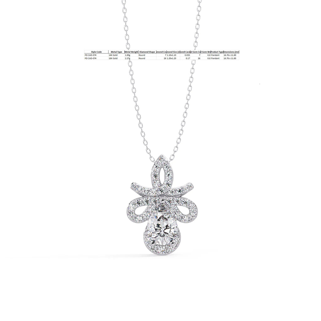 IGI Certified - 0.80 Ct. Lab Grown Diamond (VS/E-F) French Royalty Pendant