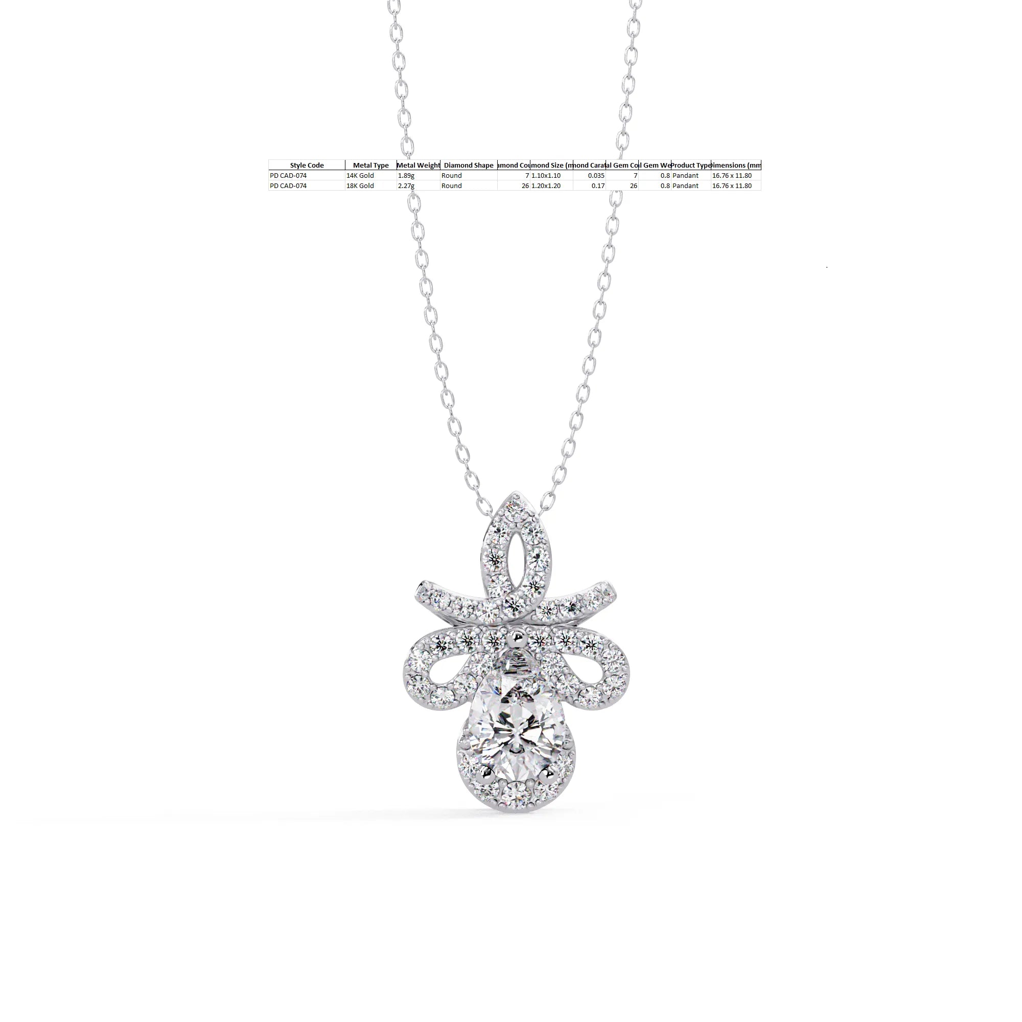 IGI Certified - 0.80 Ct. Lab Grown Diamond (VS/E-F) French Royalty Pendant