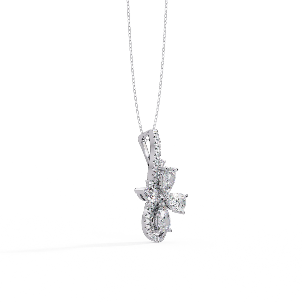 IGI Certified - 1.42 Ct. Lab Grown Diamond (VS/E-F) Floral Teardrop Pendant