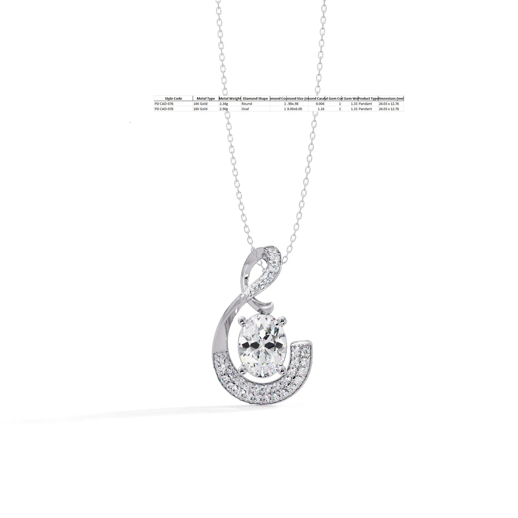 IGI Certified - 1.34 Ct. Lab Grown Diamond (VS/E-F) Sculptural Wave Pendant