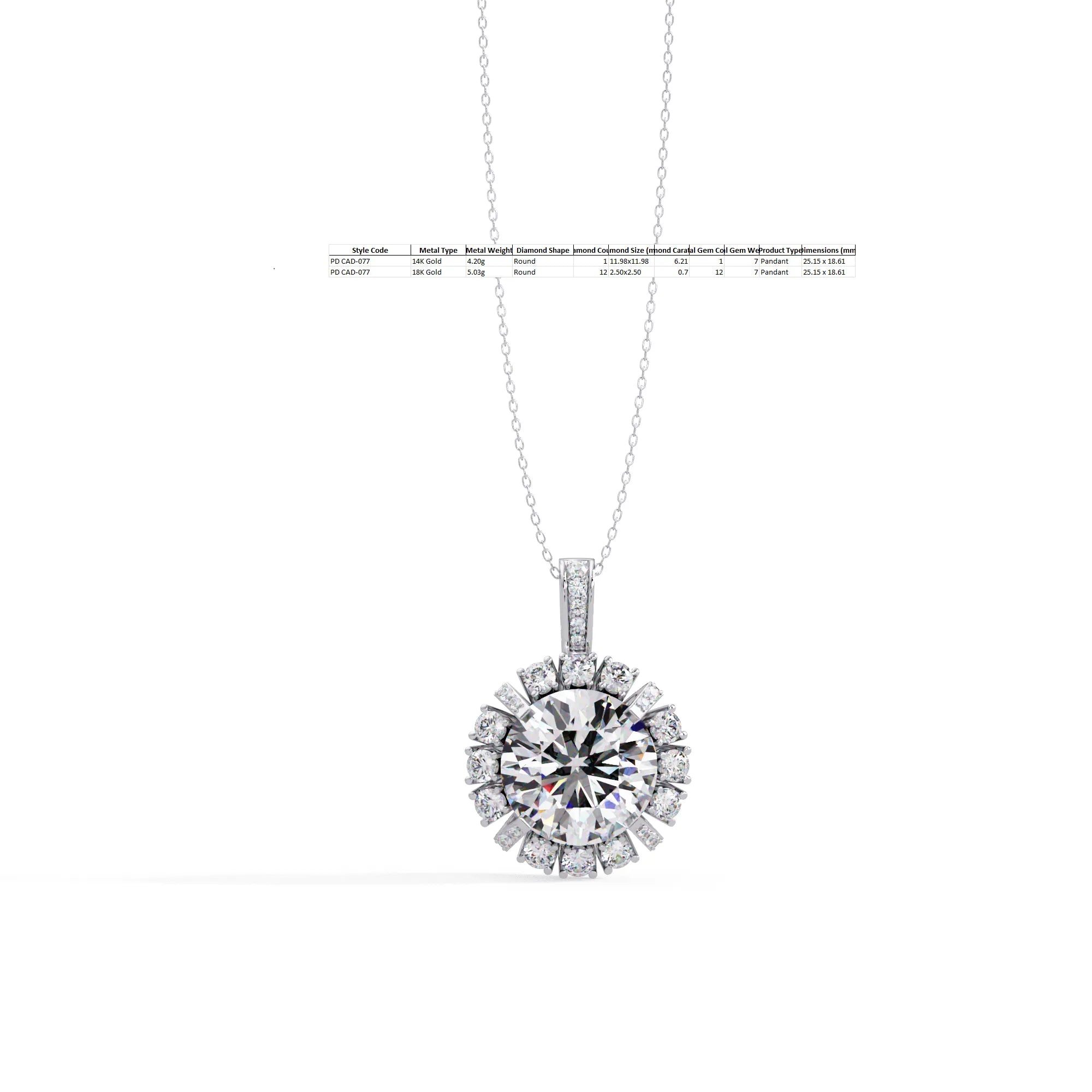 IGI Certified - 7 Ct. Lab Grown Diamond (VS/E-F) Radiant Crown Pendant