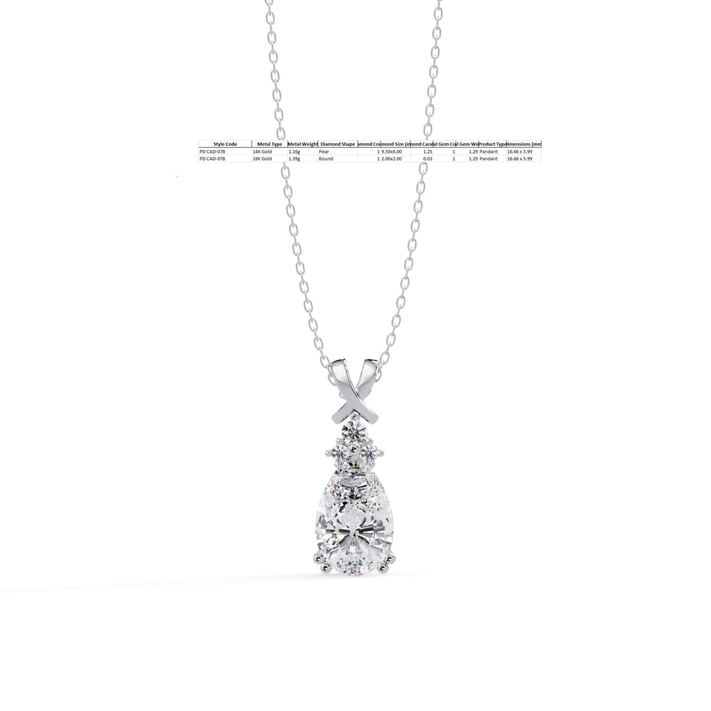 IGI Certified - 1.30 Ct. Lab Grown Diamond (VS/E-F) X Marks Elegance Pendant