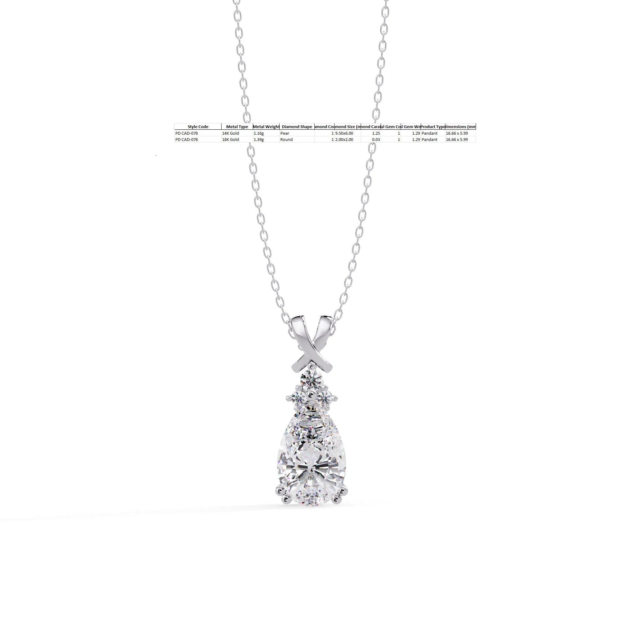 IGI Certified - 1.30 Ct. Lab Grown Diamond (VS/E-F) X Marks Elegance Pendant