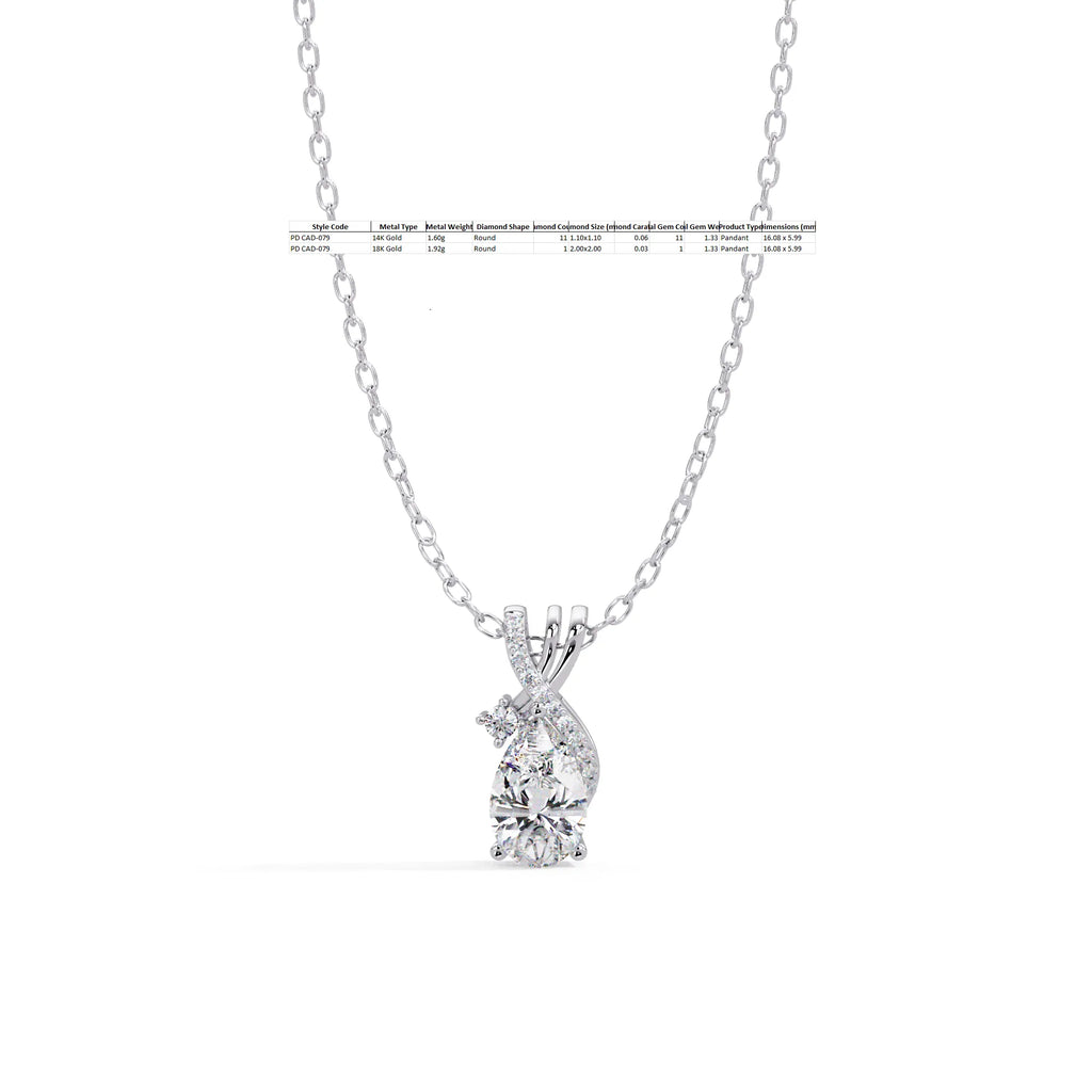 IGI Certified - 1.34 Ct. Lab Grown Diamond (VS/E-F) Vintage Glamour Pendant