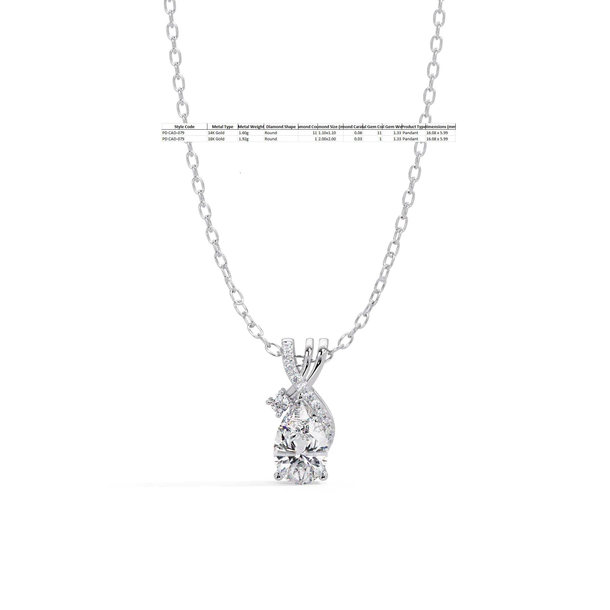 IGI Certified - 1.34 Ct. Lab Grown Diamond (VS/E-F) Vintage Glamour Pendant