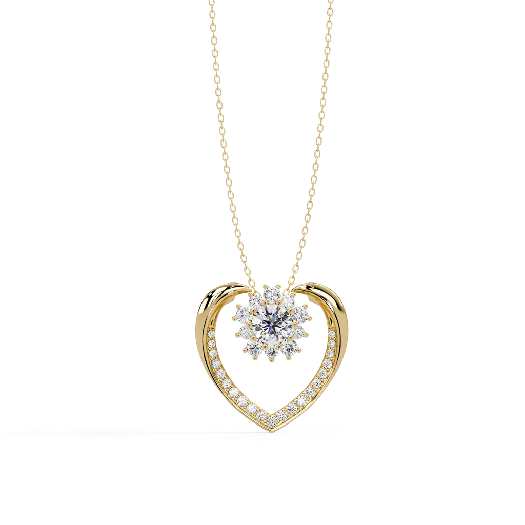 IGI Certified -069 Ct. Lab Grown Diamond (VS/E-F) Forever Bloom Loving Heart Pendant