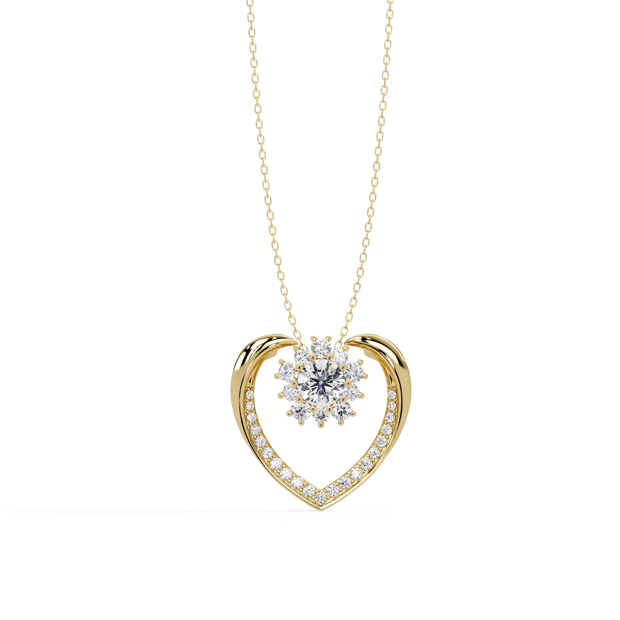 IGI Certified -069 Ct. Lab Grown Diamond (VS/E-F) Forever Bloom Loving Heart Pendant