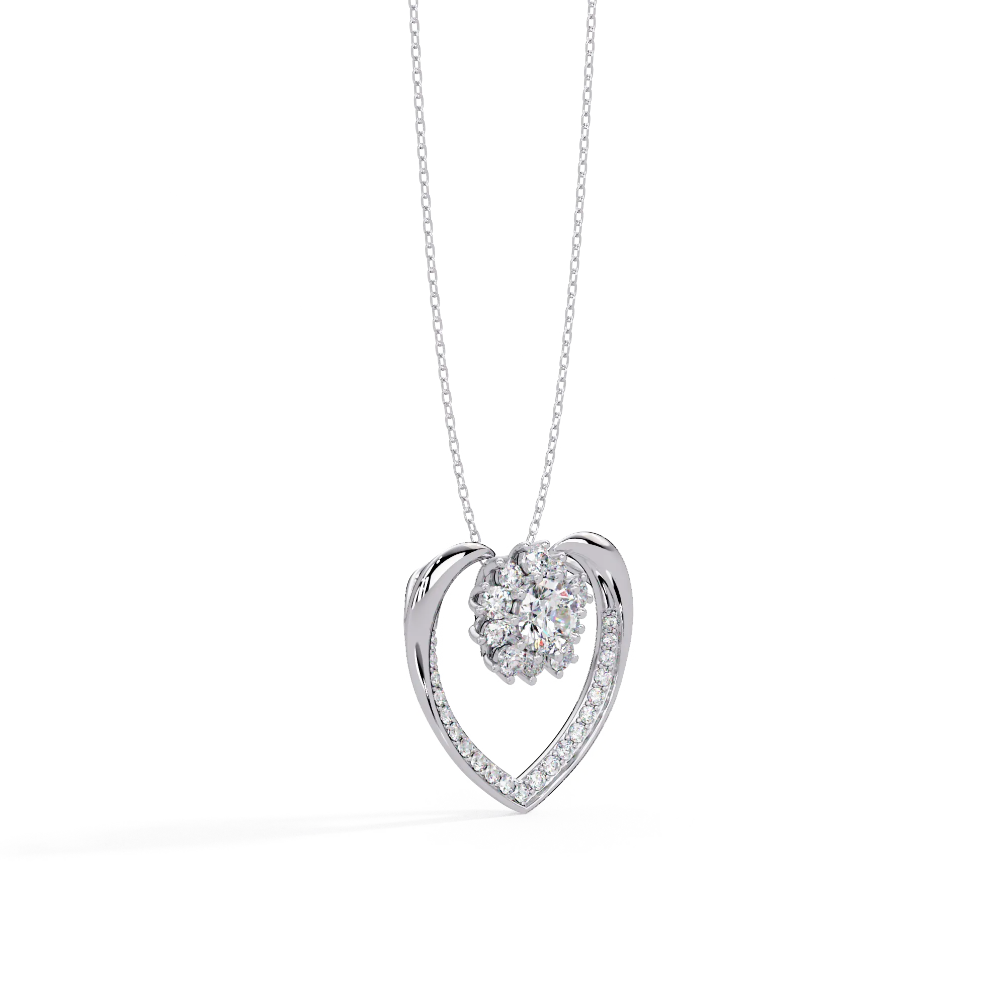 IGI Certified -069 Ct. Lab Grown Diamond (VS/E-F) Forever Bloom Loving Heart Pendant