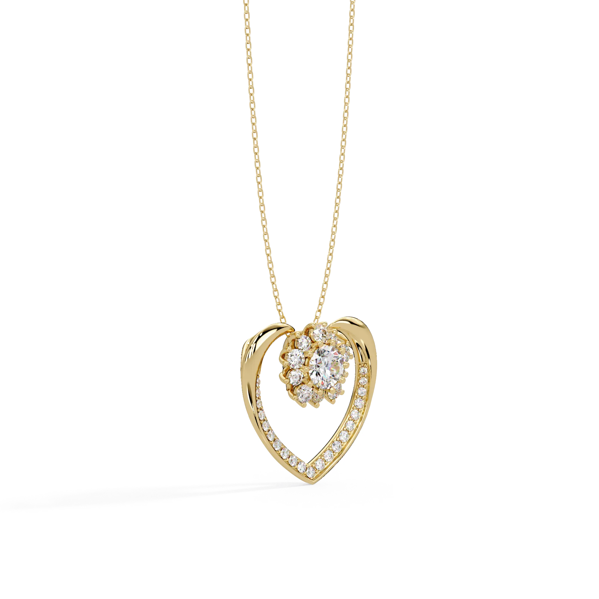 IGI Certified -069 Ct. Lab Grown Diamond (VS/E-F) Forever Bloom Loving Heart Pendant