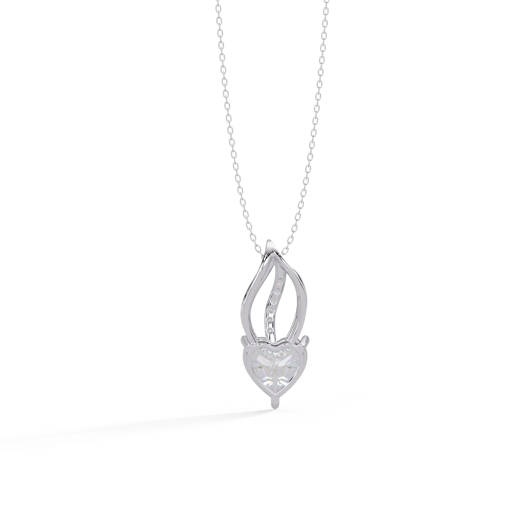 IGI Certified - 3.40 Ct. Lab Grown Diamond (VS/E-F) Sweet Flame Heart Embrace Pendant