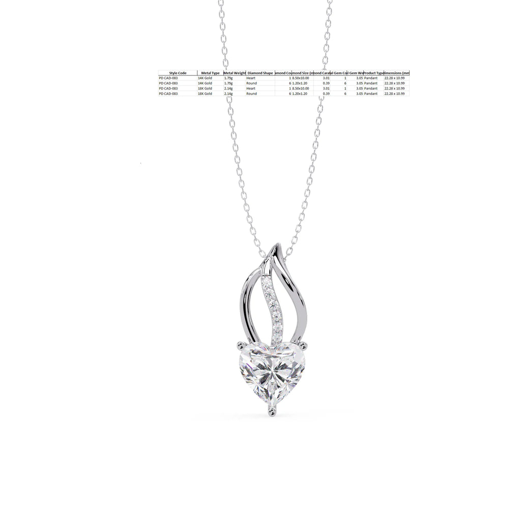IGI Certified - 3.40 Ct. Lab Grown Diamond (VS/E-F) Sweet Flame Heart Embrace Pendant