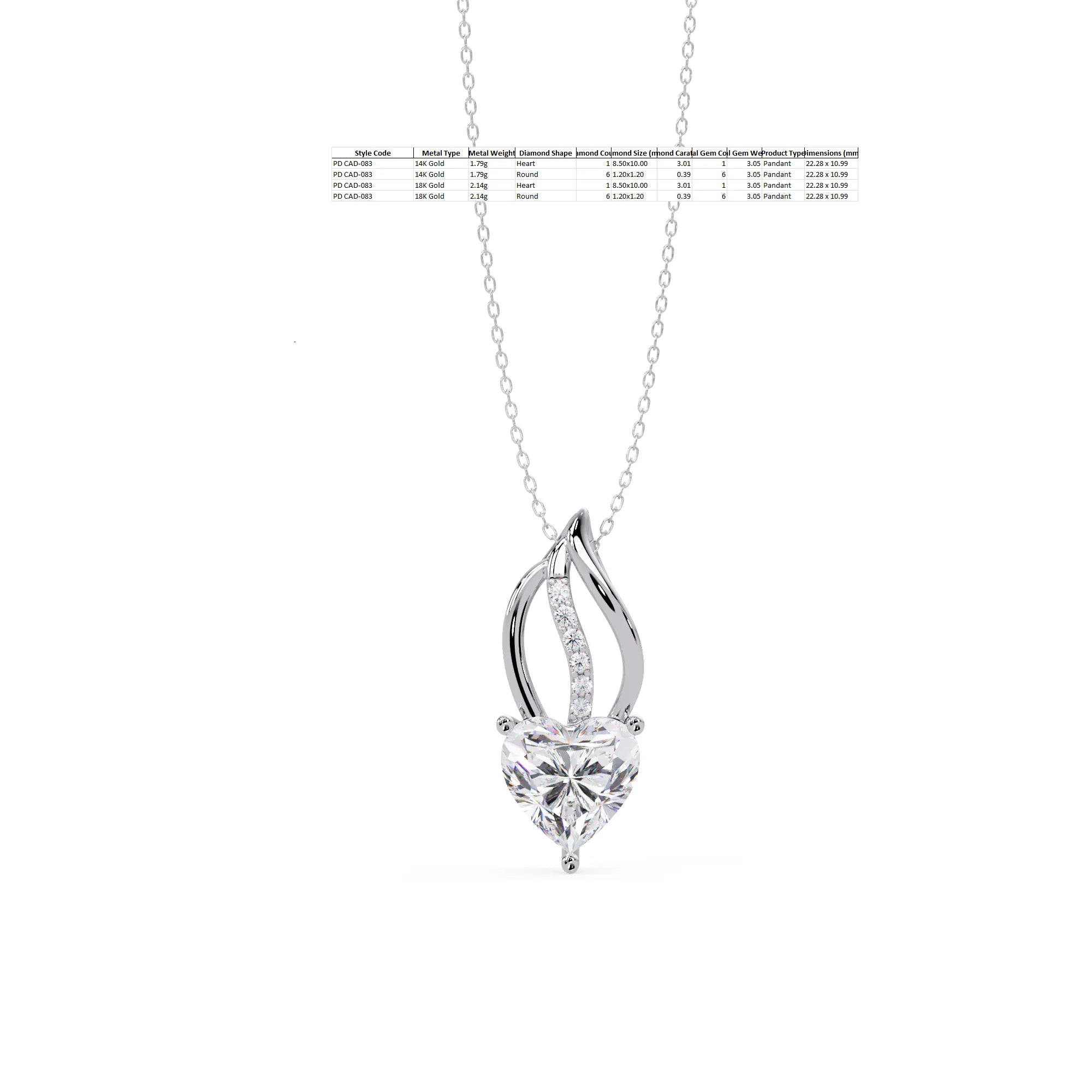IGI Certified - 3.40 Ct. Lab Grown Diamond (VS/E-F) Sweet Flame Heart Embrace Pendant