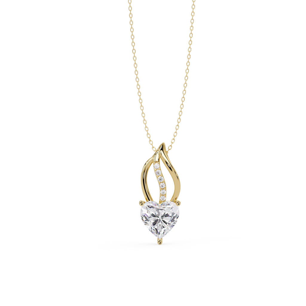IGI Certified - 3.40 Ct. Lab Grown Diamond (VS/E-F) Sweet Flame Heart Embrace Pendant