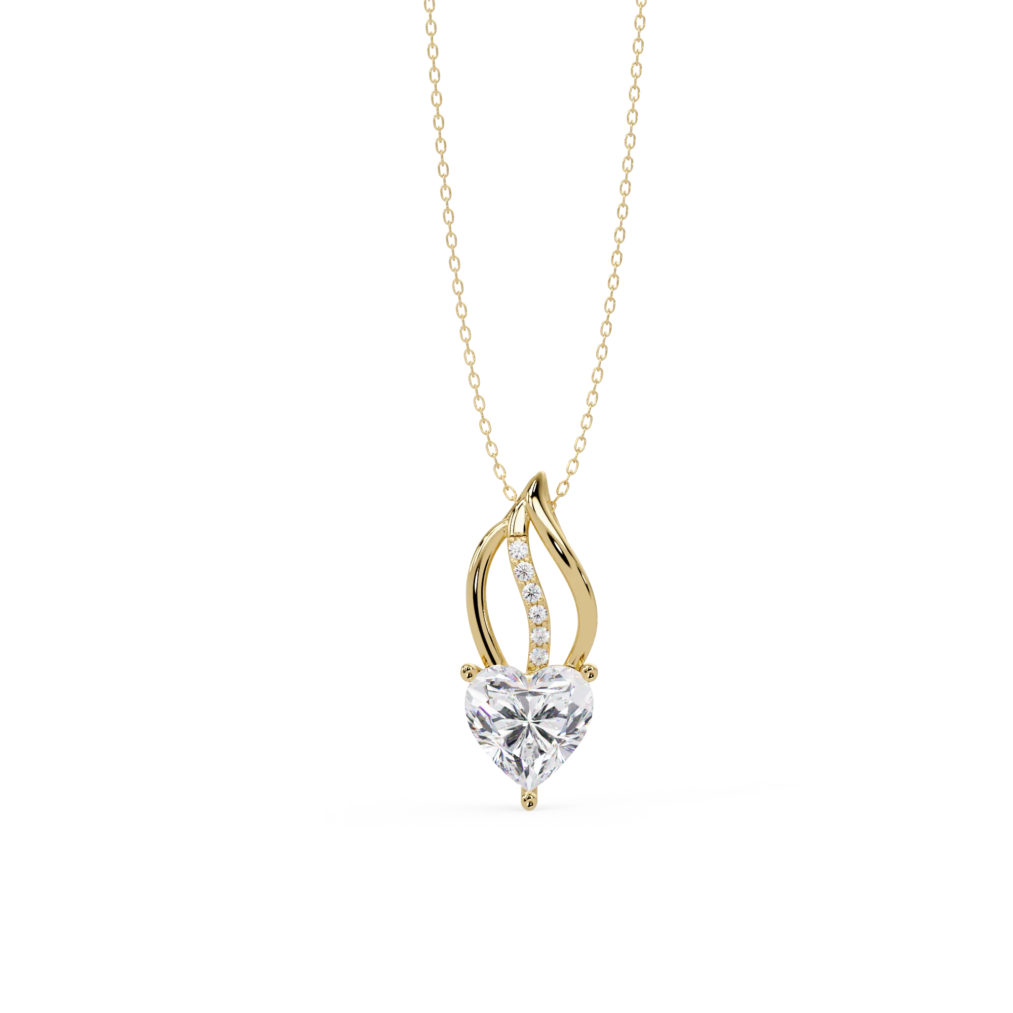 IGI Certified - 3.40 Ct. Lab Grown Diamond (VS/E-F) Sweet Flame Heart Embrace Pendant