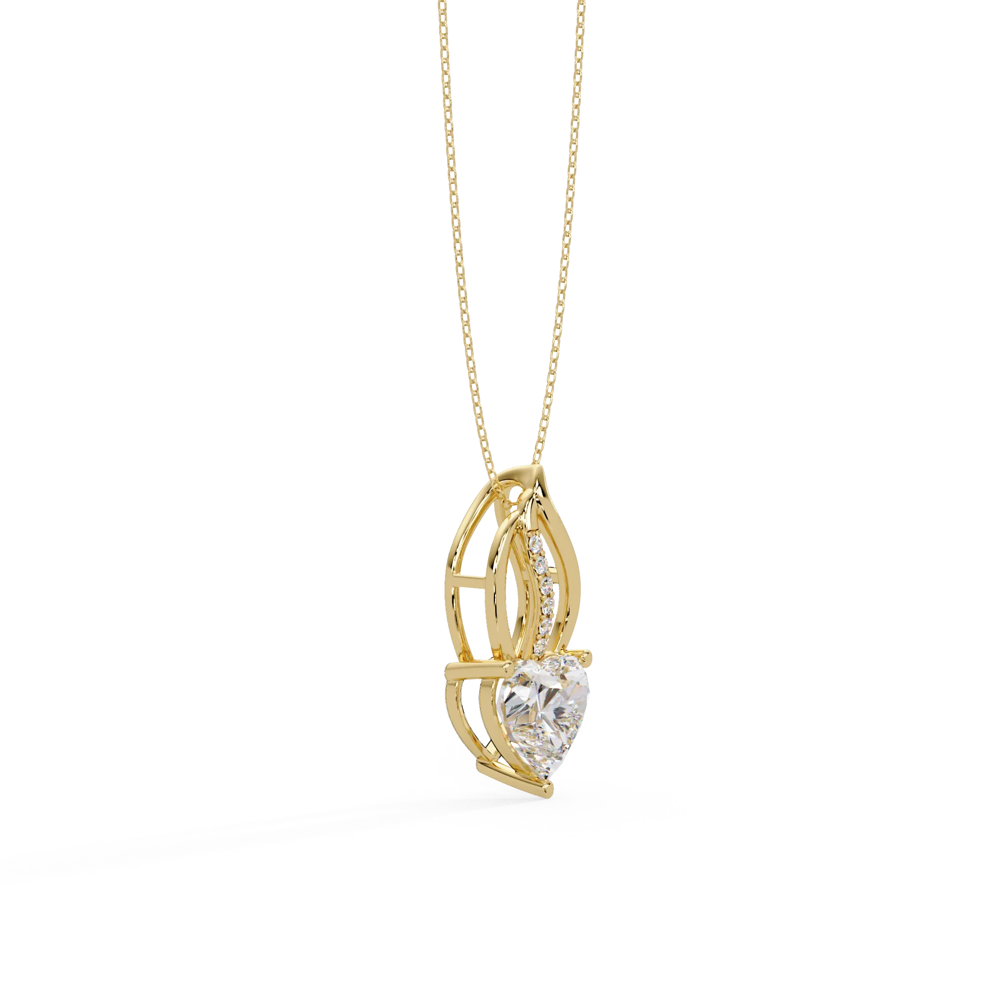 IGI Certified - 3.40 Ct. Lab Grown Diamond (VS/E-F) Sweet Flame Heart Embrace Pendant