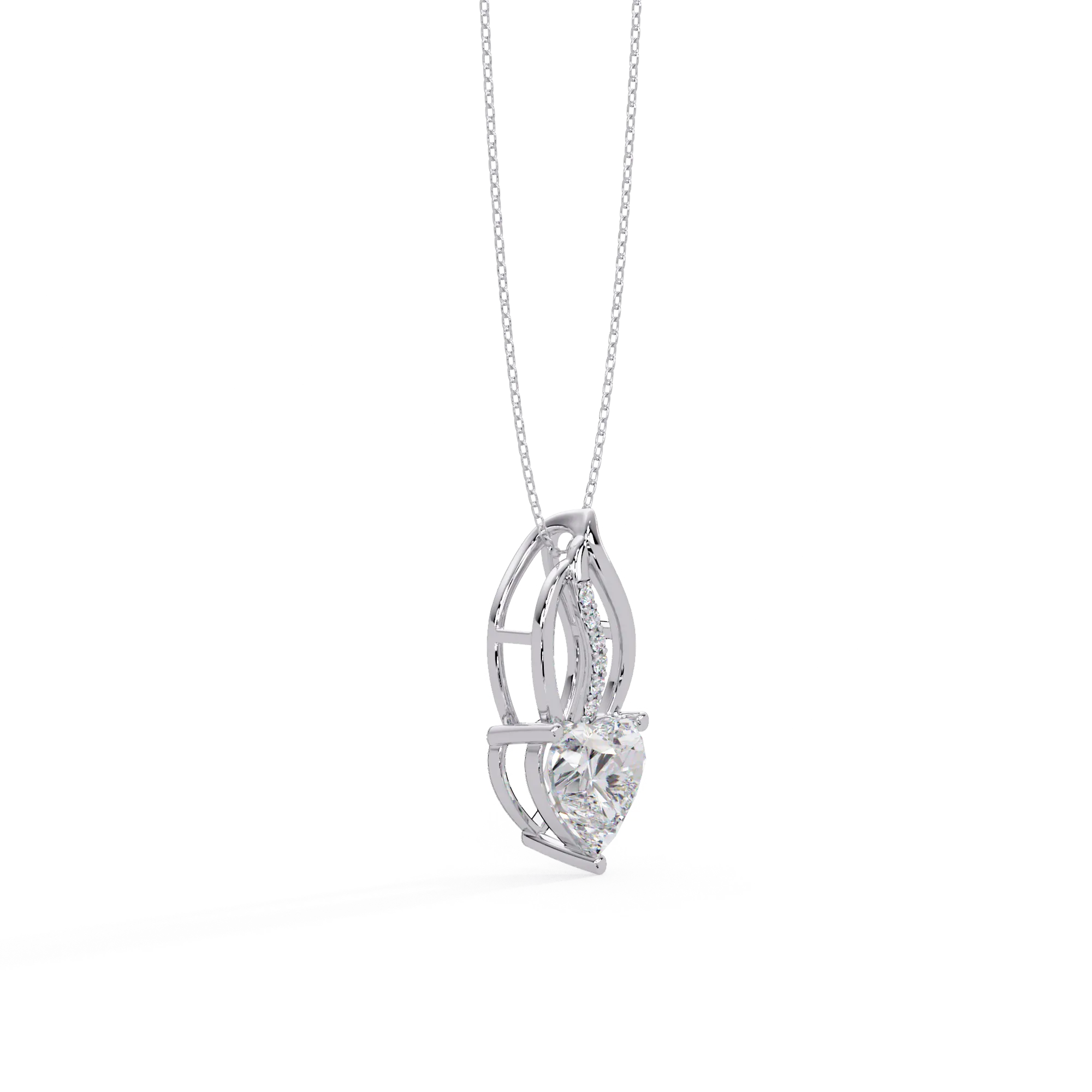 IGI Certified - 3.40 Ct. Lab Grown Diamond (VS/E-F) Sweet Flame Heart Embrace Pendant